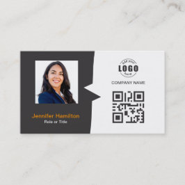 Cartão De Visita Cinza de Fotografia QRCode Personalizada Profissio