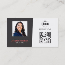 Cartão De Visita Cinza de fotos QRCode personalizadas profissionais
