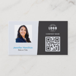 Cartão De Visita Cinza de fotos QRCode personalizadas profissionais
