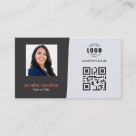 Cartão De Visita Cinza de fotos QRCode personalizadas profissionais