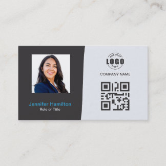 Cartão De Visita Cinza de fotos QRCode personalizadas profissionais