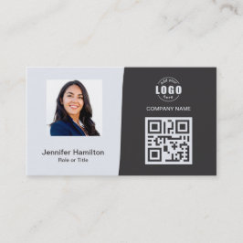 Cartão De Visita Cinza de fotos QRCode personalizadas profissionais