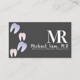 Cartão De Visita Cinza de logotipo Dentista Hygienist Ombre Tooth