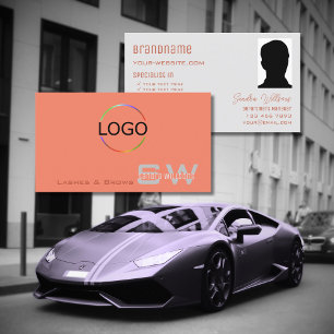 Cartão De Visita Cinza de luz coral chic com logotipo monograma e f