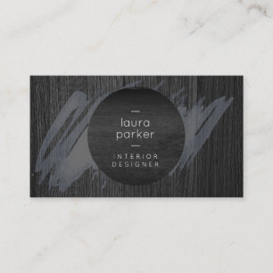 Cartão De Visita Cinza de Madeira Negra Splatter Moderno
