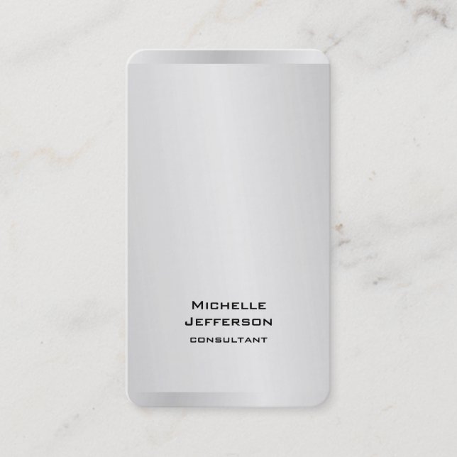 Cartão De Visita Cinza de Na moda de prata vertical moderna (Frente)