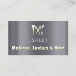 Cartão De Visita Cinza de Placa de Compromisso Lash Makeup Salon Ha