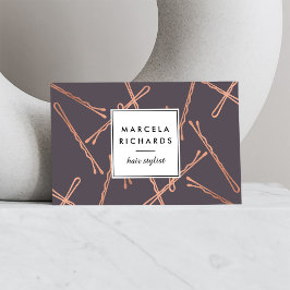 Cartão De Visita Cinza de Salão de Rosa Dourada Bobby Pins Hair Pin