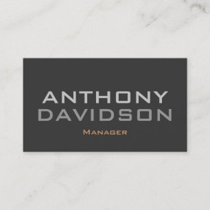 Cartão De Visita Cinza de texto simples moderno