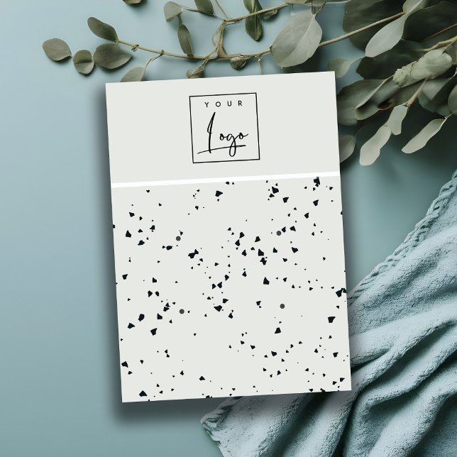 Cartão De Visita Cinza de Textura Terrazzo Negro Textura 2 Estreita (Criador carregado)