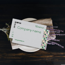 Cartão De Visita Cinza de turquesa verde triangular QR