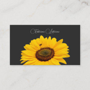 Cartão De Visita Cinza escura de abelha de girassol amarelo-Floral 