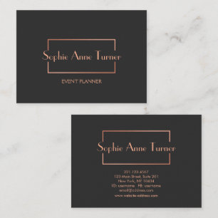 Cartão De Visita Cinza Escuro de Quadro Fragmentado Dourado Elegant
