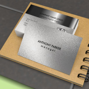 Cartão De Visita Cinza Escuro e Metálico Preto Moderno