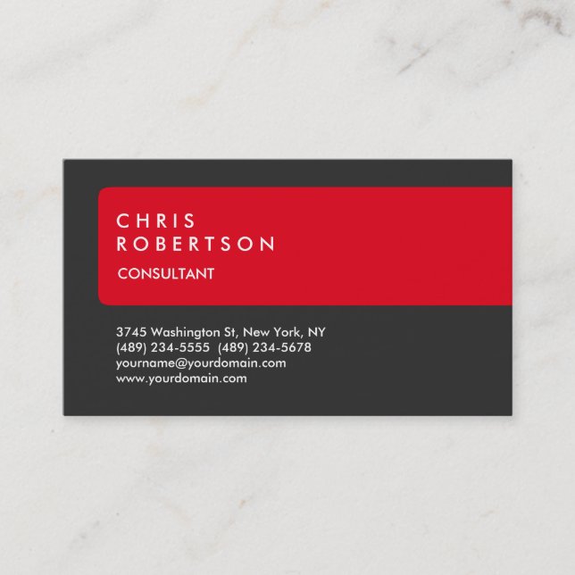 Cartão De Visita Cinza Especial Única - Greve Vermelha (Frente)