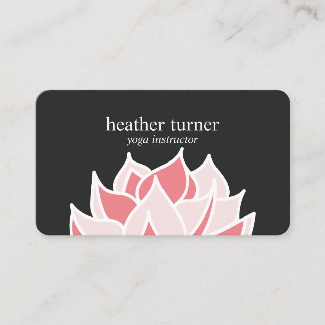 Cartão De Visita Cinza Lotus QR CODE bem-estar spa massagem ioga (Frente)