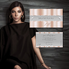 Cartão De Visita Cinza Luxo Dourado Rosa Minúscula Joias Sparkle Mo