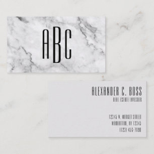 Cartão De Visita Cinza mármore e preto três letras monograma