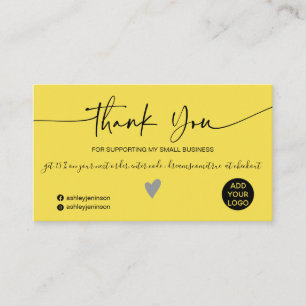 Cartão De Visita Cinza moderna minimalista e obrigado amarelo