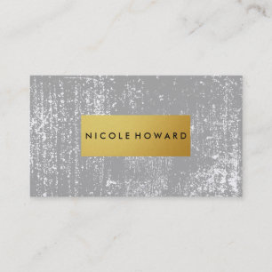 Cartão De Visita Cinza Moderno e Na moda Metálico Faux Dourado