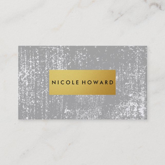 Cartão De Visita Cinza Moderno e Na moda Metálico Faux Dourado (Frente)