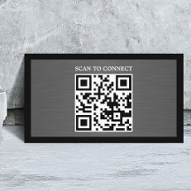 Cinza Moderno Falso Metal Preto Código QR Negrito