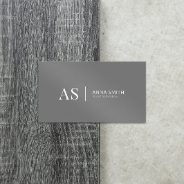 Cartão De Visita Cinza Monograma Moderno