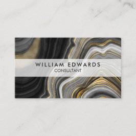 Cartão De Visita Cinza Negra e Pedra Marble Dourada