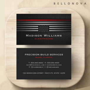 Cartão De Visita Cinza Negra Personalizada Vermelha EUA Sinalizador