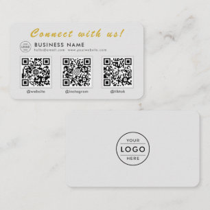 Cartão De Visita Cinza Ouro Moderno 3 Código QR Multi Social