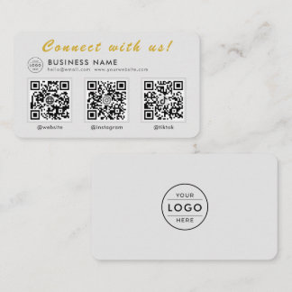 Cartão De Visita Cinza Ouro Moderno 3 Código QR Multi Social