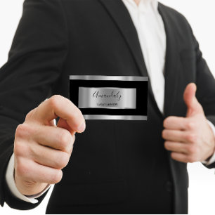 Cartão De Visita Cinza Prata Profissional Enfumaçado Preto