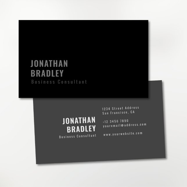 Cartão De Visita Cinza Preta Mínimo Limpo Profissional (Simple modern minimalist professional business card)