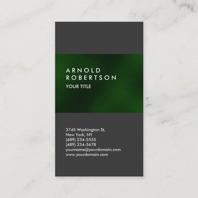 Cartão De Visita Cinza profissional de tendências verdes para Cartõ (Frente)