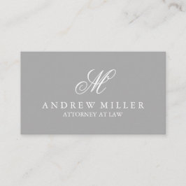 Cartão De Visita Cinza profissional elegante e monograma branco