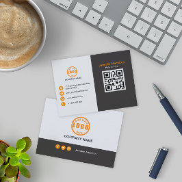 Cartão De Visita Cinza profissional Laranja adiciona seu logotipo C