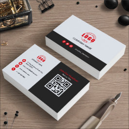 Cartão De Visita Cinza profissional Vermelho adiciona seu código QR