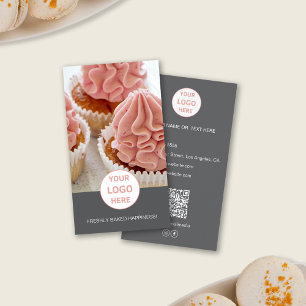 Cartão de Visita Cinza QR Logo Foto Personalizada 