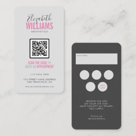 Cartão De Visita Cinza rosa Beleza Salão QR Code Lealdade e