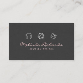 Cartão De Visita Cinza rosa/escuro do logotipo moderno Gemstone Tri