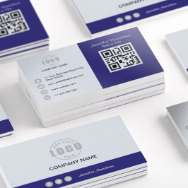 Cartão De Visita Cinza Roxo profissional adicione o seu código QR d