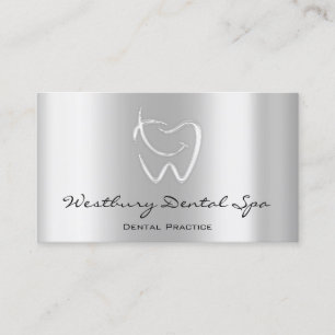 Cartão De Visita Cinza Silver Logotipo do Dental Studio Smile