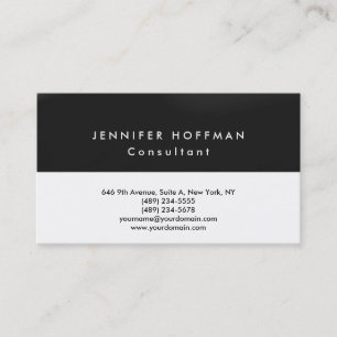 Cartão De Visita Cinza Simples e Simples Black White Professional