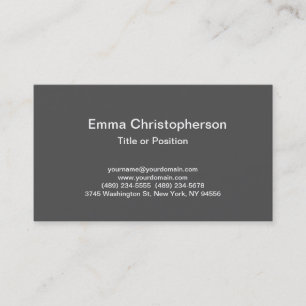 Cartão De Visita Cinza simples e simples profissional de Na moda mo