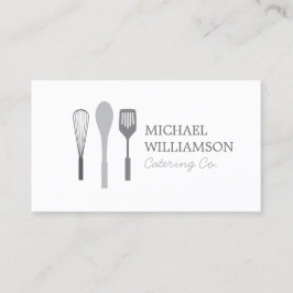 Cartão De Visita CINZA SPOON SPATULA LOGO para Catering, Chef
