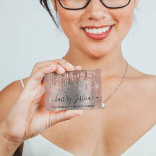 Cartão De Visita Cinza Unhas de Maquiagem de Rosa de Cabelo de Sal