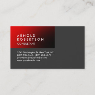 Cartão De Visita Cinza Vermelho Comum Moderno