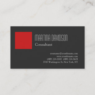 Cartão De Visita Cinza Vermelho Elegante Na moda