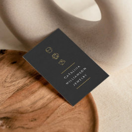 Cartão De Visita Cinza Vertical Dark do logotipo Trio de Gemstone M