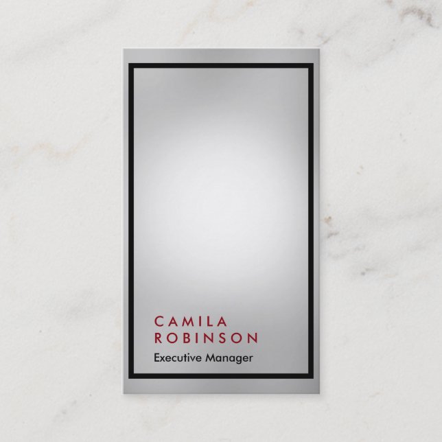 Cartão De Visita Cinza vertical, moderno gestor de planícies profis (Frente)